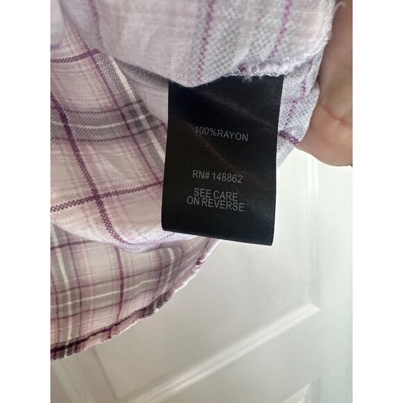 Torrid Purple, Black, and White Plaid Button Down with Tie Top - Picture 3 of 5